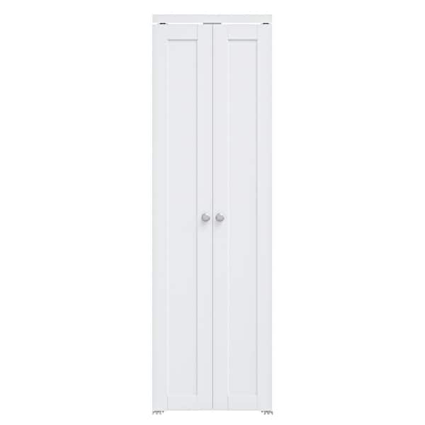 24 in. x 80 in. Solid Core Composite MDF Bi-fold Door + French Style Pivot Hardware (1-Lite White Finish)
