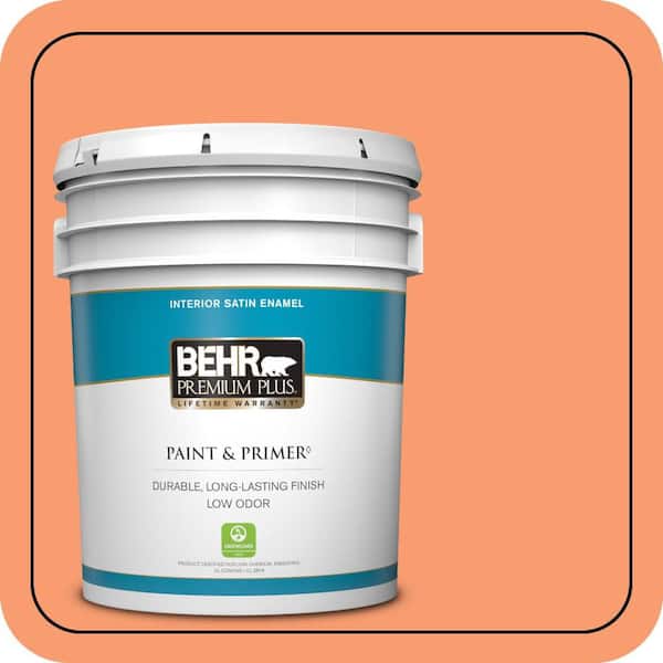BEHR PREMIUM PLUS 5 gal. #P200-5 Burning Coals Satin Enamel Low Odor Interior Paint & Primer