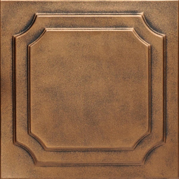 A La Maison Ceilings Virginian 1.6 ft. x 1.6 ft. Glue Up Foam Ceiling Tile in Antique Bronze