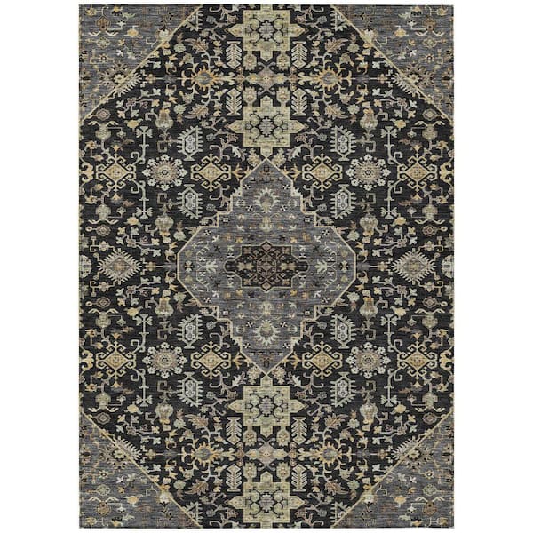 Chantille Machine Washable Indoor/Outdoor Abstract ACN2714 Black 3 ft. x 4 ft. Area Rug