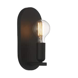 1-Light Matte Black Wall Sconce with Ambient Light