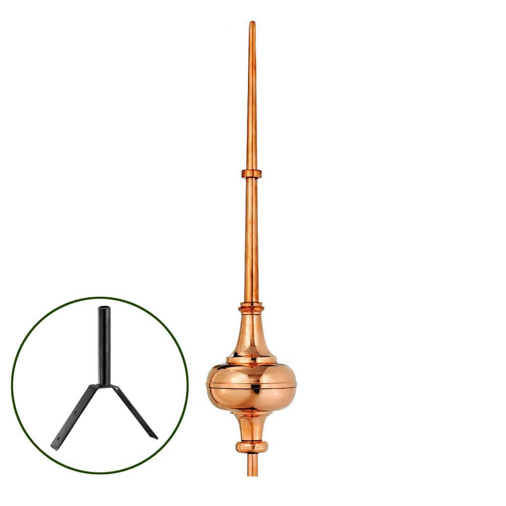 Morgana Polished Copper 33" Rooftop Finial with Steel Mount