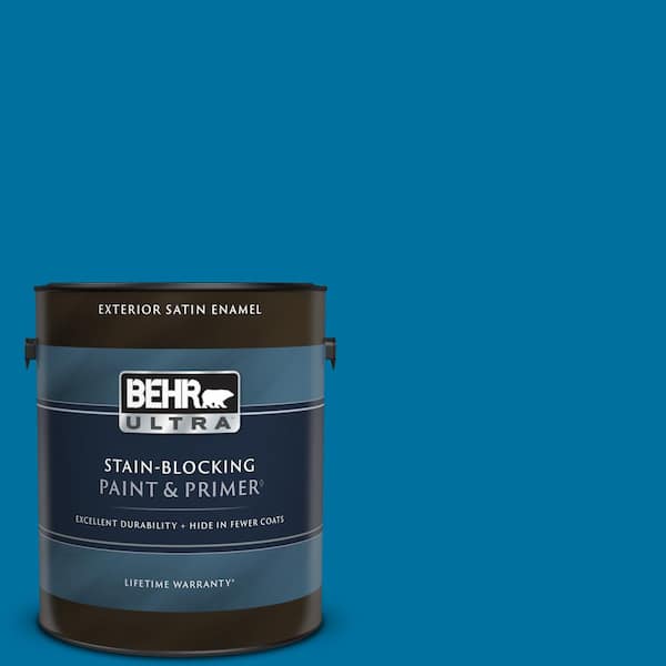 BEHR ULTRA 1 gal. #550B-7 Blue Ocean Satin Enamel Exterior Paint & Primer