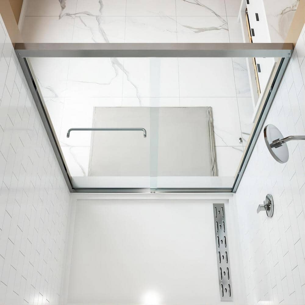 Oceanus 55"-59" Brushed Nickel Semi-Frameless Sliding Shower Door