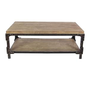 24 in. Brown Medium Rectangle Wood 1 Shelf Coffee Table