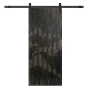 44 in. x 96 in. Charcoal Black Stained Solid Wood Modern Interior Sliding Barn Door with Hardware Kit
