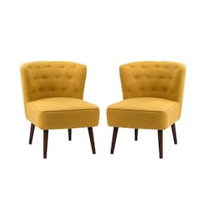 Storace Contemporary Yellow Wingback Side Chair with Button Tufted Set of 2