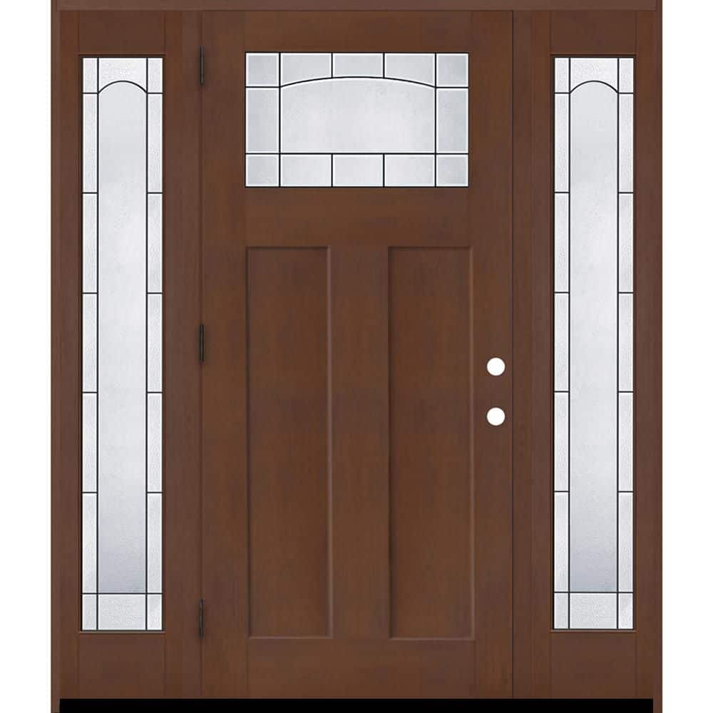 Regency 68 in. x 80in. 1/4 TopL Empire Glass RHOS Chstnut Mahogany Fiberglass Prehung Front Door w/14in.-Full SLs 6-9/16 price history on PriceWatchPro