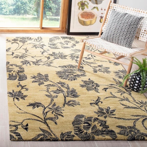 Soho 4 ft. x 6 ft. Gold/Black Vine Area Rug