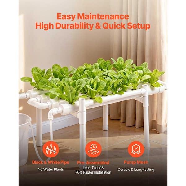 SKYSHALO Hydroponics Growing System Kit, 1-Tier 36-Sites UPVC Pipe