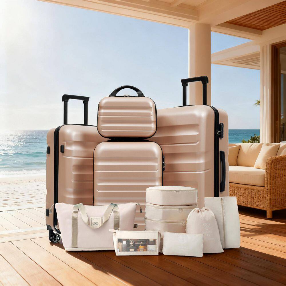 5 Bags 5-Piece Champagne ABS Hardshell 12 in. 20 in. 24 in. 28 in. Luggage Set with Expandable Duffel Bag 8-Luggage Bags price history on PriceWatchPro