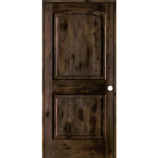 Krosswood Doors 36 In. X 80 In. Knotty Alder 2-Panel Left-Handed Black ...