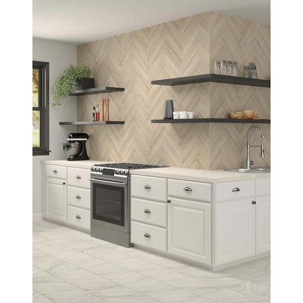 Rivendell Greige Travertine 4 in. x 16 in. Glazed Ceramic Wall Tile (264 sq. ft./Pallet)