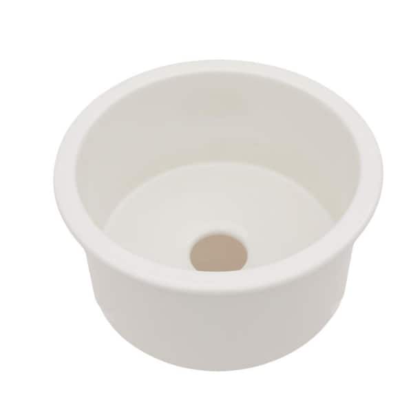 18 in. Undermount Single Bowl White Ceramic Kitchen Sink with Dish Grid and Basket Strainer