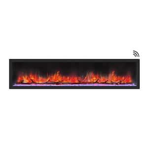 82 in. Cascade Flush-Mount LED Electric Fireplace in Black