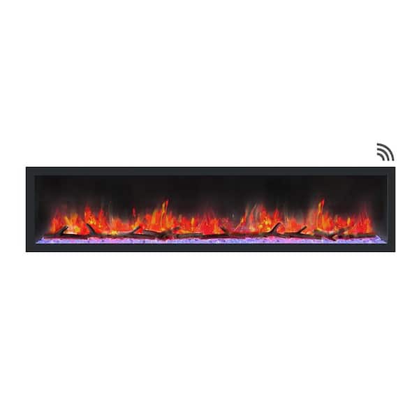 82 in. Cascade Flush-Mount LED Electric Fireplace in Black