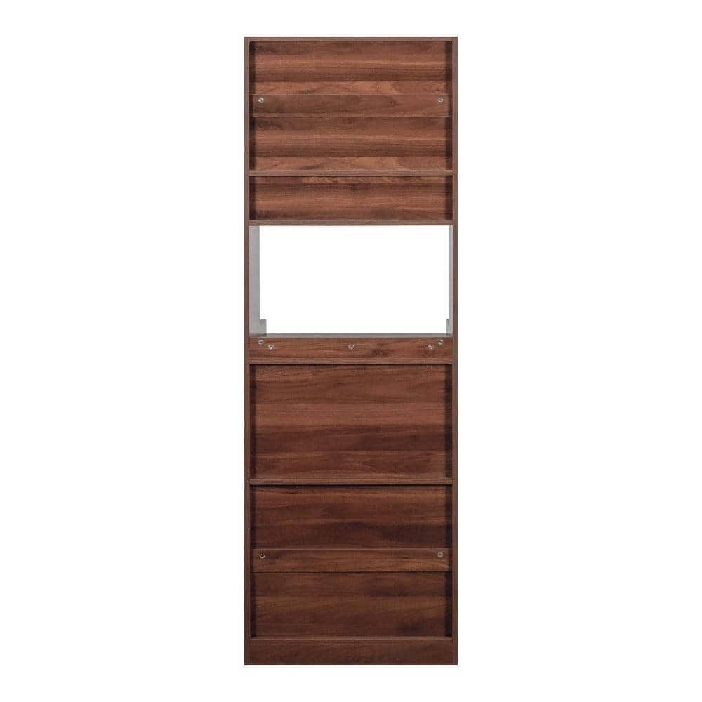 24 in W x 16 in D x 71 in H Linen Cabinet, Kitchen Pantry Hutch Storage Cabinet in Walnut with Microwave Stand Sideboard price history on PriceWatchPro