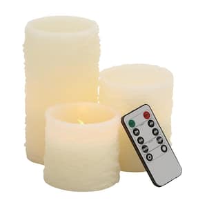 Cream Flameless Candle with Remote Control (Set of 3)