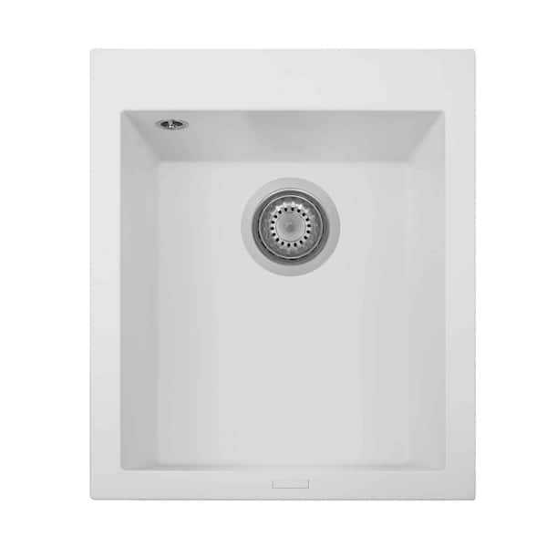 ONE Series Quartz 16 in. 1-Hole Drop-In Bar Sink in Milk White