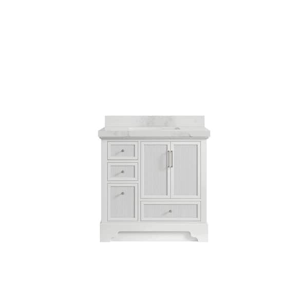 Willow Collections Alys 36 in. W x 22 in. D x 36 in. H Single Sink Bath Vanity Center in White with 2" Calacatta Nuvo Top