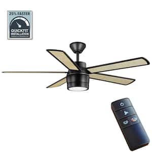 Junedale 52 in. White Color Changing Integrated LED Indoor/Outdoor Matte Black Ceiling Fan with Light Kit and Remote