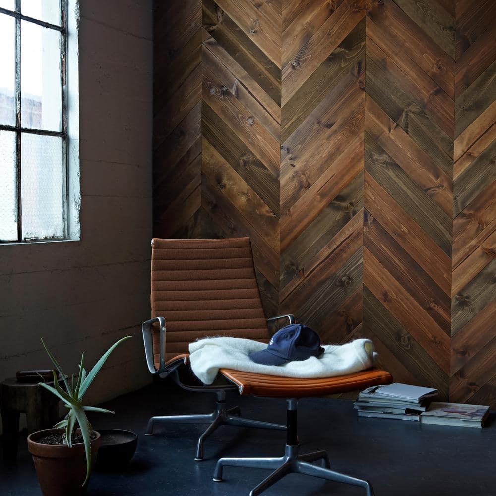 Mix Brown Distressed Pine Solid Wood Wall Panels