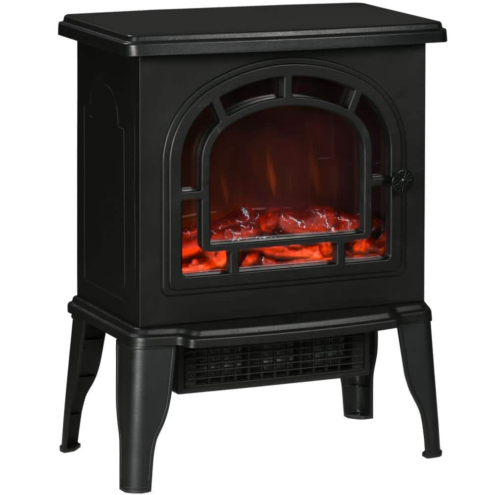 750W / 1500-Watt Black Electric Fireplace Tower Infrared Space Heater with 
