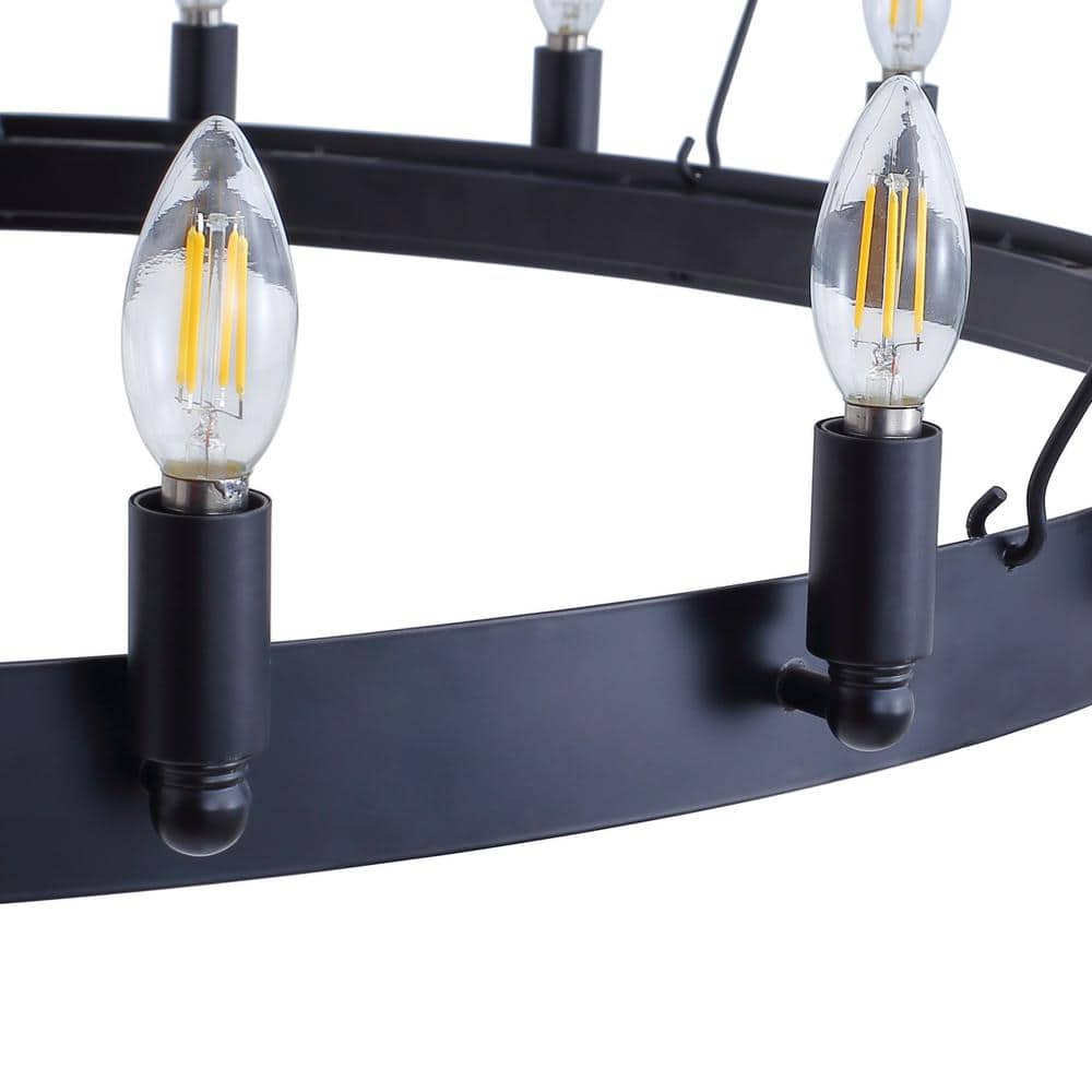 Aiwen 48-Light Black Metal Industrial Candle Chandelier