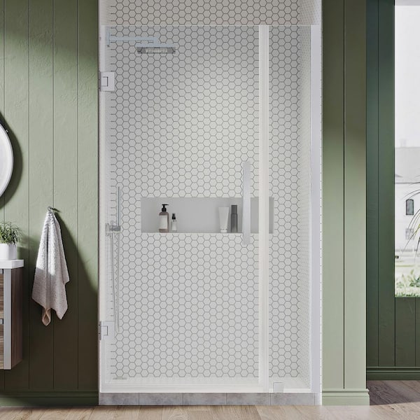 OVE Decors Tampa-Pro 35 1/16 in. W x 72 in. H Pivot Frameless Shower in Chrome