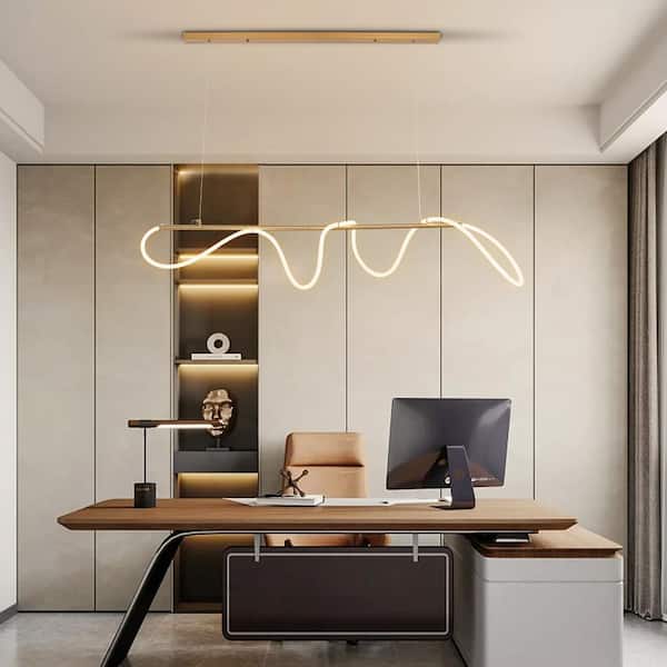OUKANING 60-Watt 1-Light Gold Modern Linear Island OUKANING 60-Watt 1-Light Gold Modern Linear Island