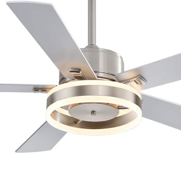 Breezary Cornelius 52 in. Integrated LED Indoor Satin Nickel Ceiling