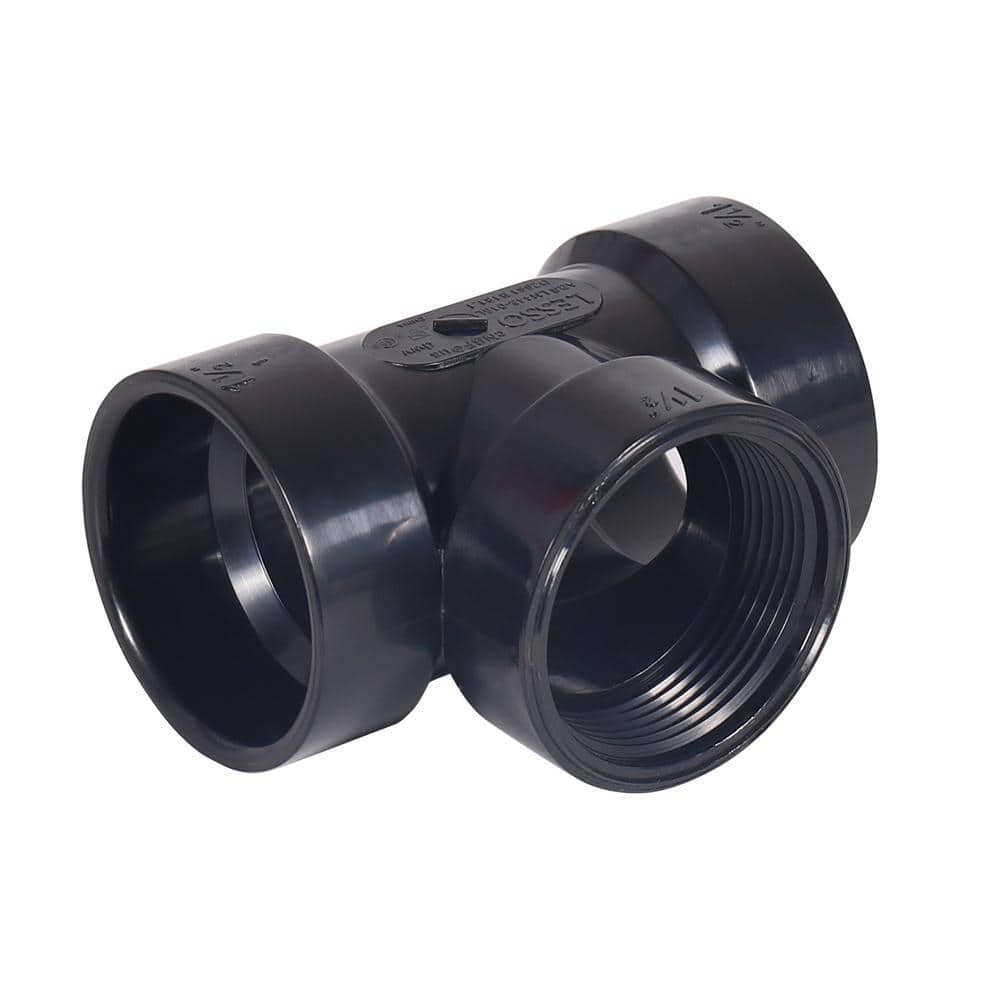 VPC 3 in. ABS Plastic DWV Hub x Hub x FIPT Test Tee Fitting 33-LN445 ...