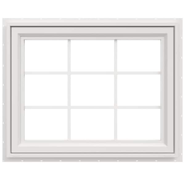 35.5 in. x 29.5 in. V-4500 Series White Vinyl Awning Window with Colonial Grids/Grilles