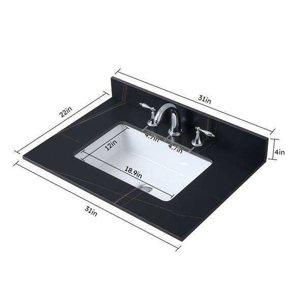 Juliette 37 in. W x 22 in. D Vitreous China Vanity Top in White with Single Faucet Hole Juliette 37 in. W x 22 in. D Vitreous China Vanity Top in White with Single Faucet Hole