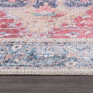 Multi 2 ft. 1 in. x 3 ft. Traditional Distressed Vintage Machine Washbale MultiArea Rug