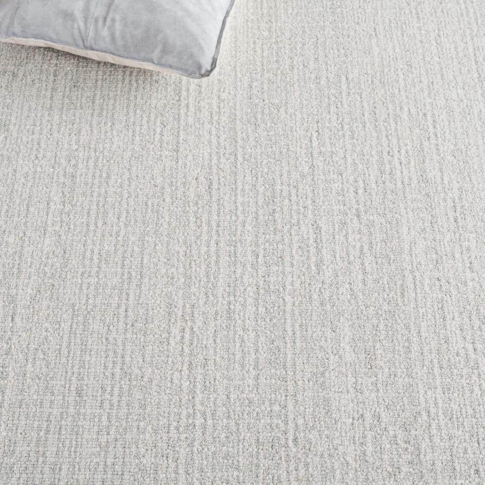 Light Grey and Ivory 6' x 9' Handmade Wool Area Rug