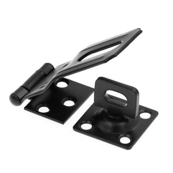 Door and Gate, Safety Hasp Hinge Latch with Swivel Staple 3-1/2 inch with Screws, Matte Black (Single Pack)