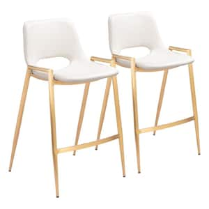 Desi 25.6 in. Open Back Plywood Frame Counter Stool with Faux Leather Seat - (Set of 2)