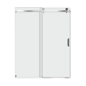 60 in. W x 76 in. H Single Sliding Frameless Shower Door in Brushed Nickel with 3/8 in. Clear Glass Shower Enclosure