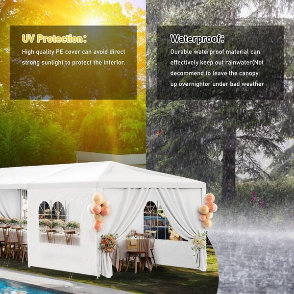 qunature テント off white HomGarden 10x30FT Outdoor Wedding Gazebo, Heavy-duty Canopy