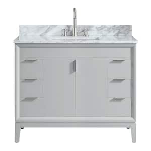 Emma 43 in. W x 22 in. D x 35 in. H Bath Vanity in Dove Gray with Marble Vanity Top in Carrara White with Basin