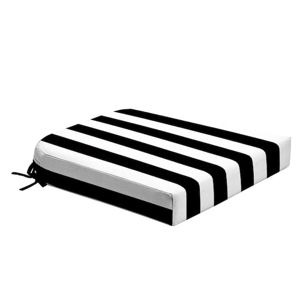 Foam Outdoor Round Back Seat Cushion 20 x 19 Made with ProFoam Rain-Proof Fade Resistant Black Cabana Stripe