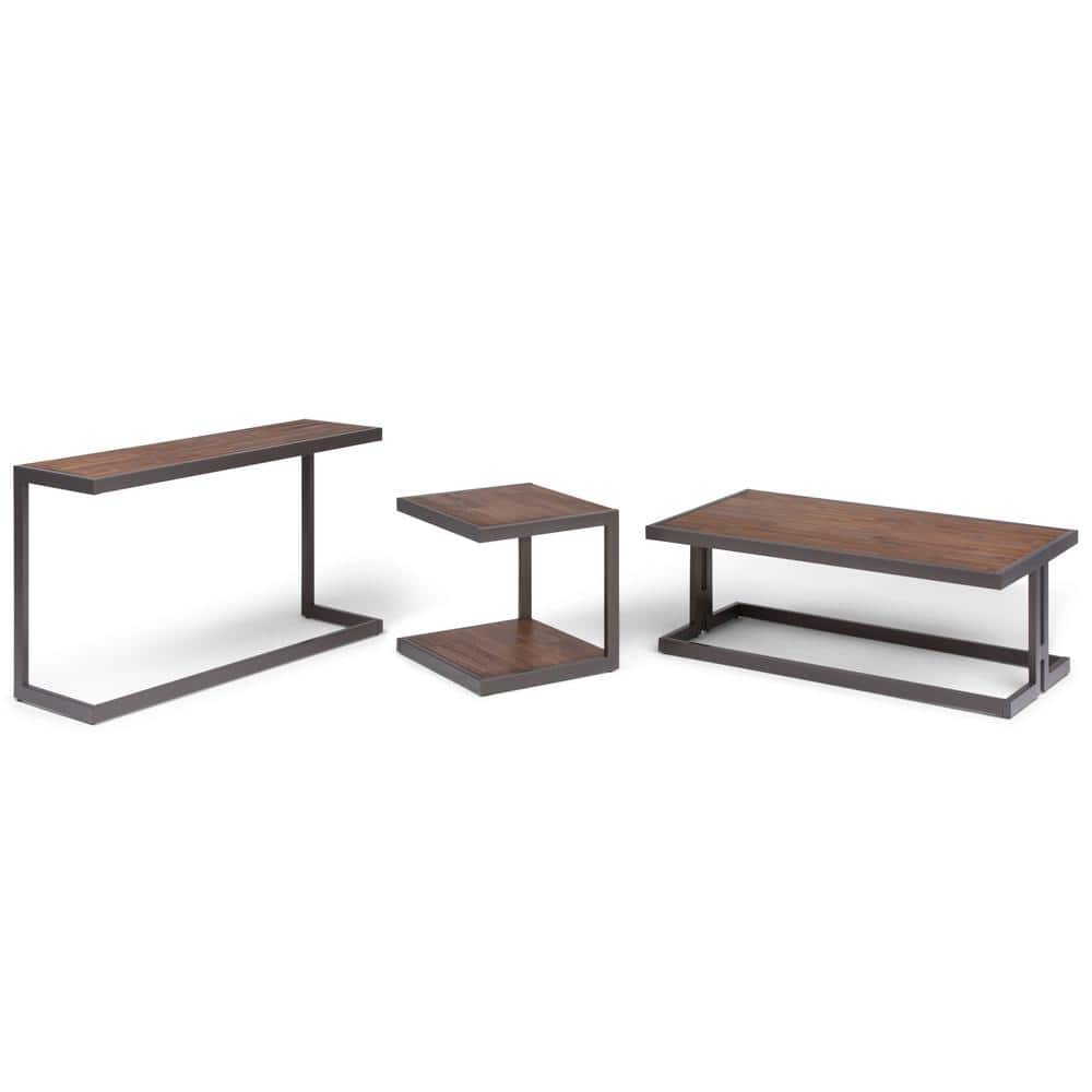 Erina 52" Rustic Natural Aged Brown Solid Acacia & Metal Console Table