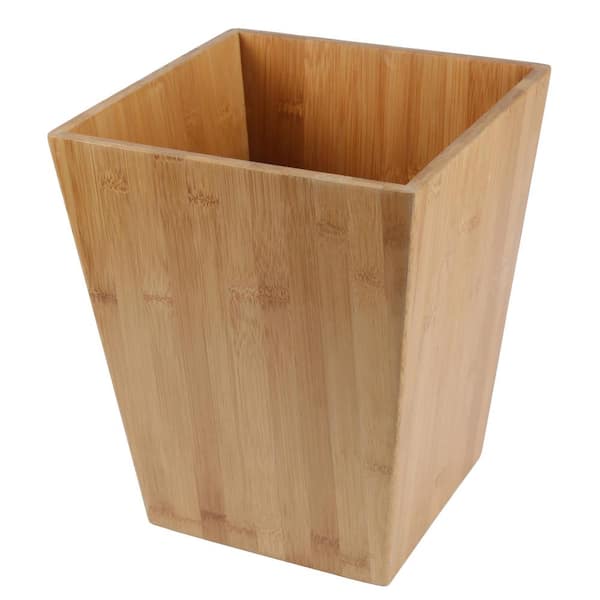 Creative Home Natural Bamboo Waste Basket, Garbage Container Recycle Trash Bin