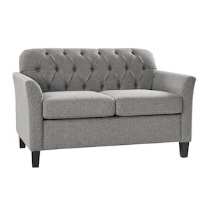 Eulalia 51.5 in. W Dove Transitional Polyester 2 Seats Loveseat with Solid Wood Leg