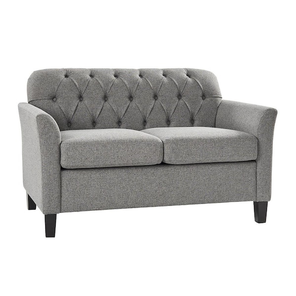 JAYDEN CREATION Eulalia 51.5 in. W Dove Transitional Polyester 2 Seats Loveseat with Solid Wood Leg
