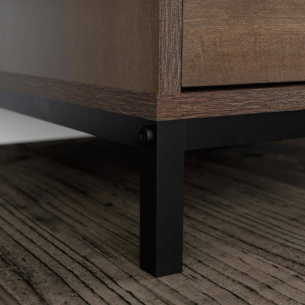 North Avenue Smoked Oak Home Office Desk with Black Metal Base