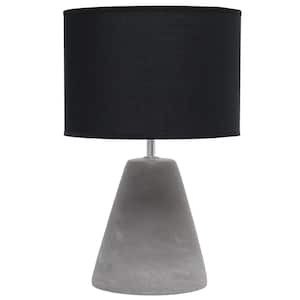 14.2 in. Gray Pinnacle Concrete Table Lamp with Black Shade