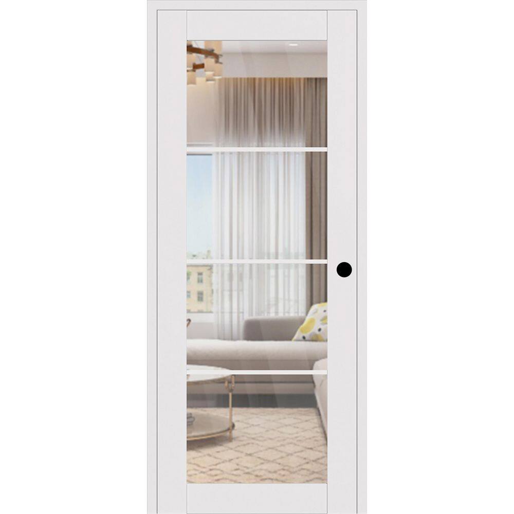 Smart Pro 4Lite DIY-Friendly 32 in. x 84 in. Left-Handed Clear Glass Polar White Composite Single Prehung Interior Door price history on PriceWatchPro