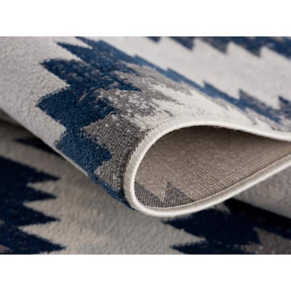 Savannah Blue 7 ft. 9 in. x 10 ft. 9 in. Modern Abstract Area Rug Large
